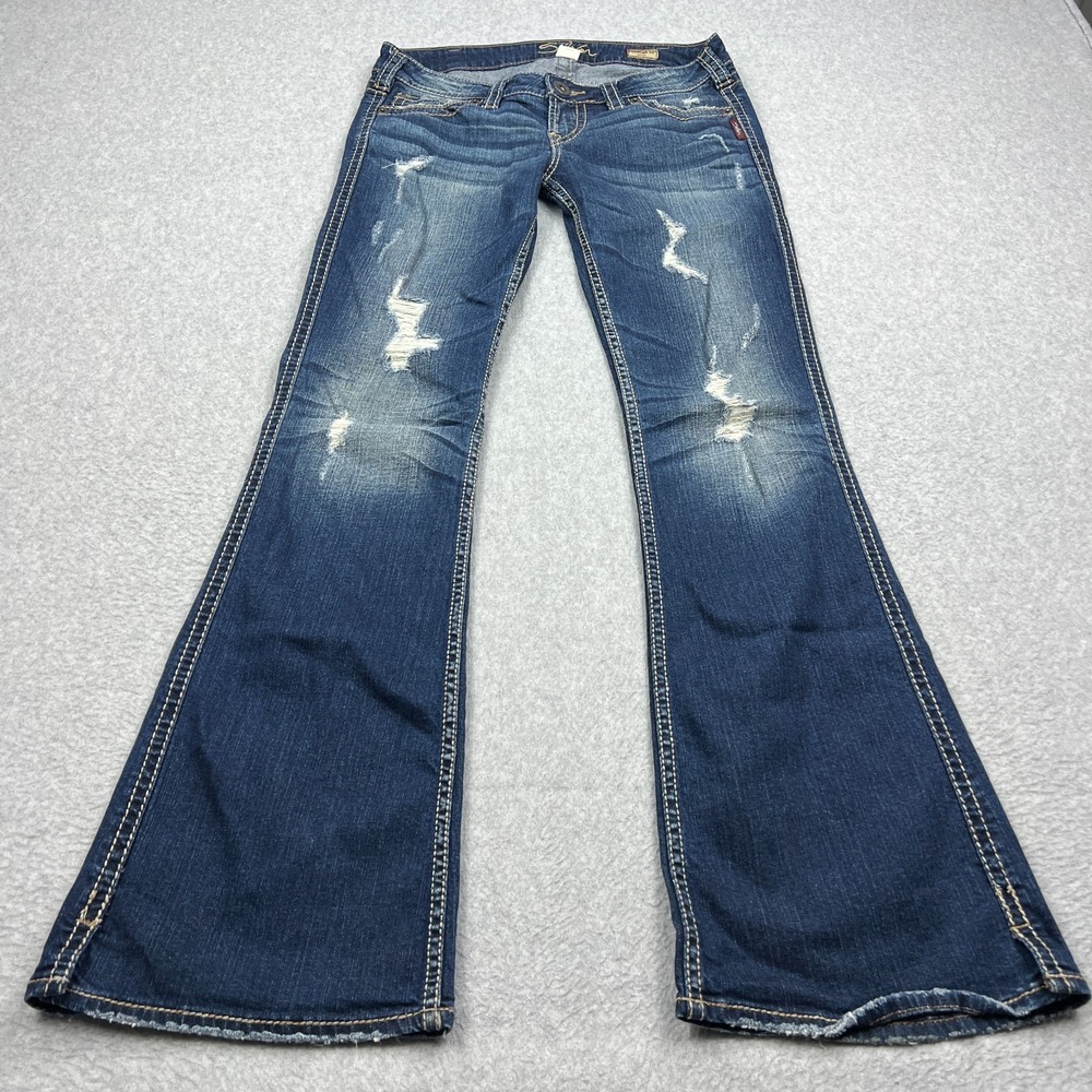 Silver Frances 22" Flare Jeans Women's 30X33 Actual 33X33 Boot Leg Dark Wash Y2K